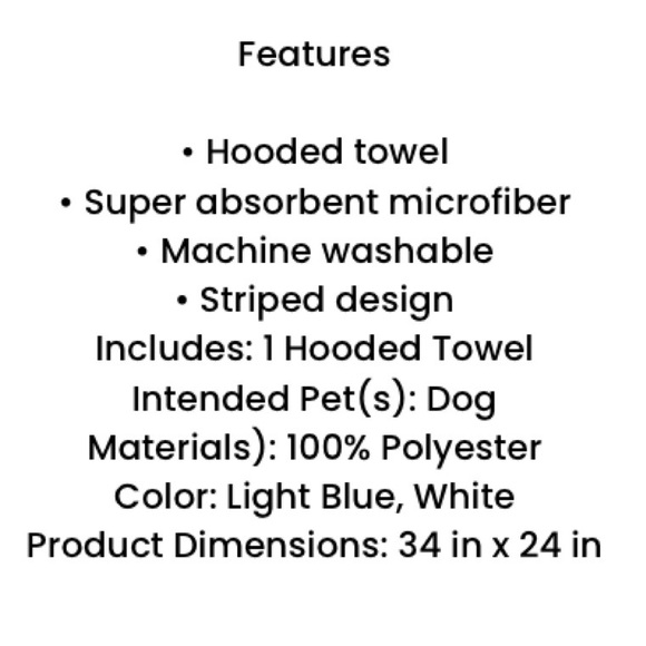 TOP PAW Striped Hooded Towel Super Absorbent Microfiber Size Small/Medium - Picture 7 of 9